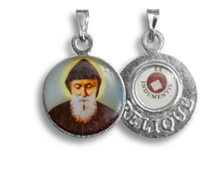 Medaille Hl. Charbel mit Berührungsreliquie