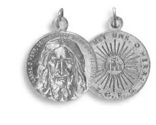 Medaille Antlitz Christi / Hostie IHS im Strahlenkreis
