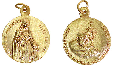 Medaille Pater Pio / Maria, des hl. Rosenkranzes