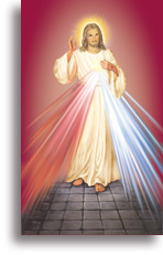 Jésus miséricordieux (sur fond rose)
