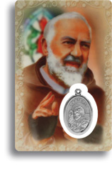 Carte-prière avec insertion médaille - Saint Padre Pio
