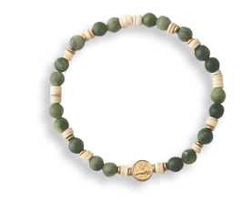 Bracelet en perles de jade avec médaille colombe