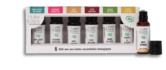 Pack de 6 ROLL-ON BIO aux huiles essentielles Pack de 6 ROLL-ON BIO aux huiles essentielles